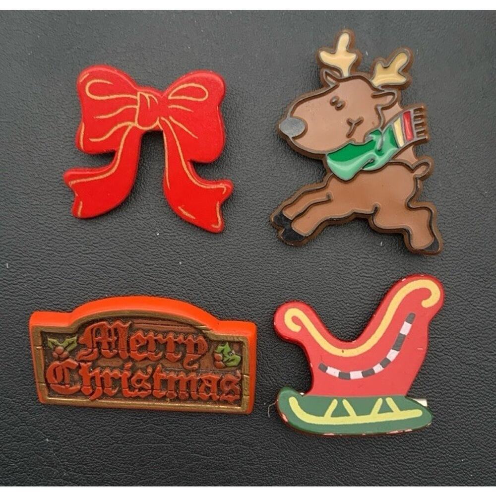 Vintage Lot Of 4 Christmas Brooches Pins